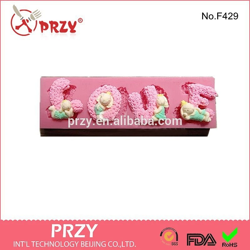 Love words and rabbit silicone fondant mold, silicone cake mold
