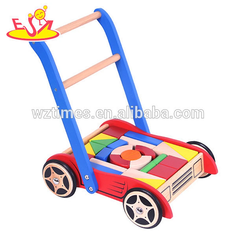 Wholesale high quality multi function baby wooden blocks walker used in toddlers playground W16E014