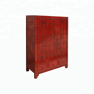 Chinese antique reproduction red glossy lacquered buffet furniture