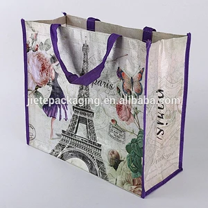 Economical custom design waterproof PP woven wholesale reusable shopping bag