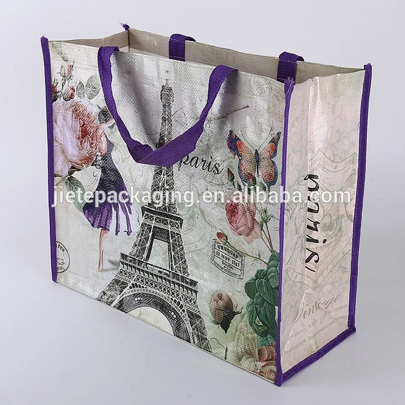 Economical custom design waterproof PP woven wholesale reusable shopping bag
