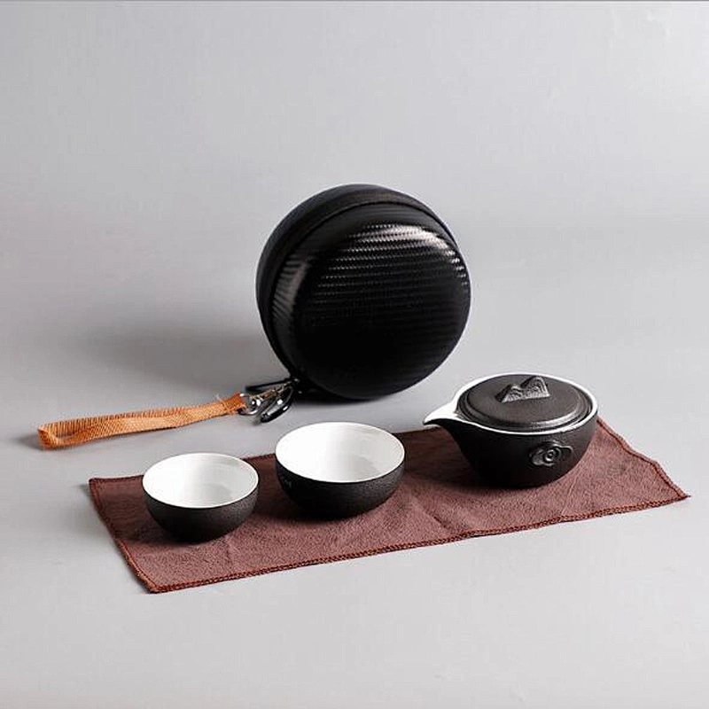 Antique design treval cup sets pottery porcelain cup for outdoor