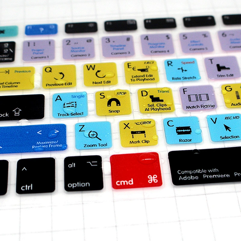 Premiere Pro CC oem hotkeys keyboard covers Spanish Language custom silicone keyboard cover For mac laptop