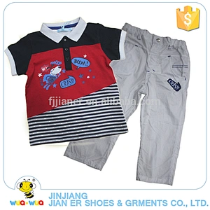 Factory direct sale casual style short sleeve cotton boys clothes suits