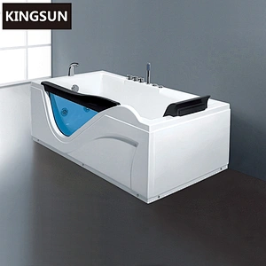 K-8908 Acrylic Indoor Cheap Rectangular Corner Massage Bathtub With Glass