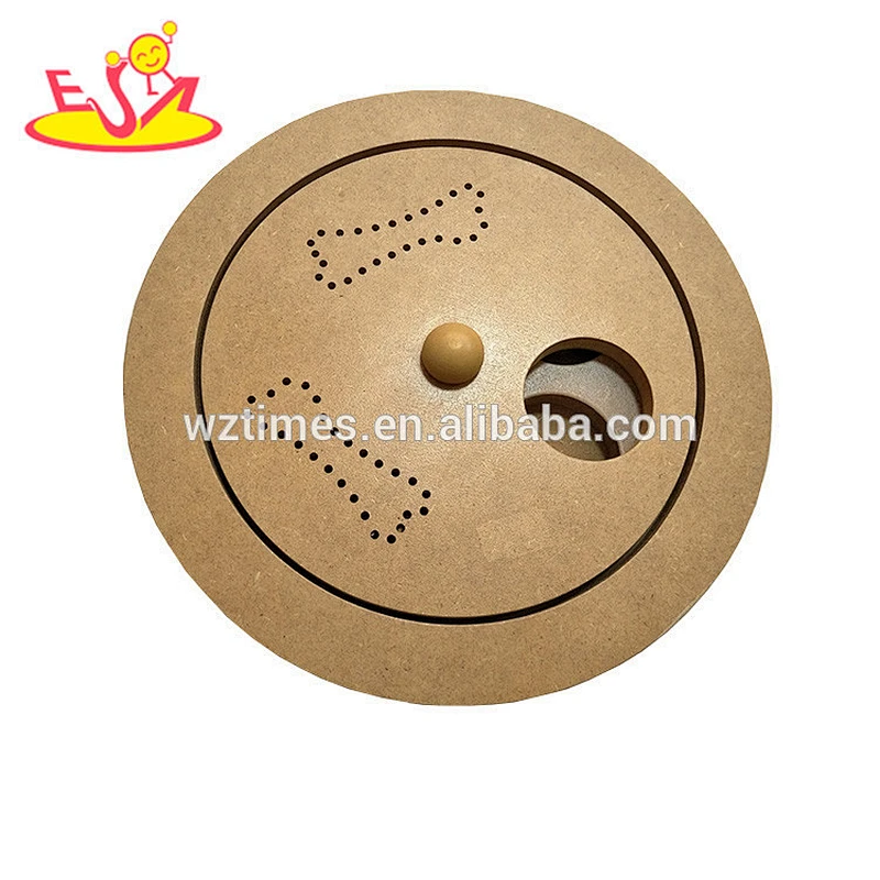 Wholesale interactive IQ game wooden pets feeder puzzle hide and seek toys wooden pets feeder puzzle W06F040