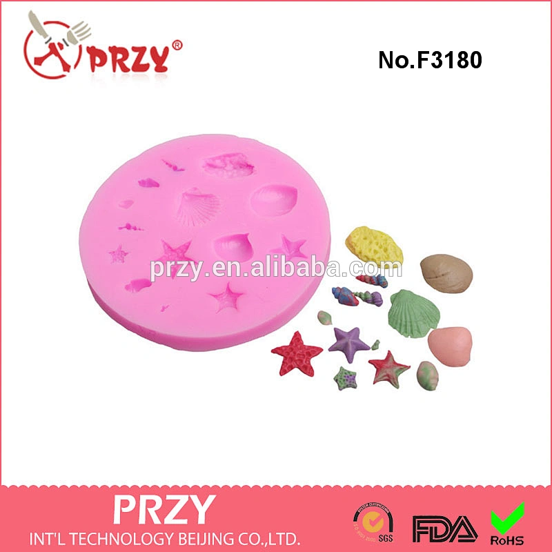 F3180 Mini shells collection starfish cake decorating bakeware silicone fondant mold