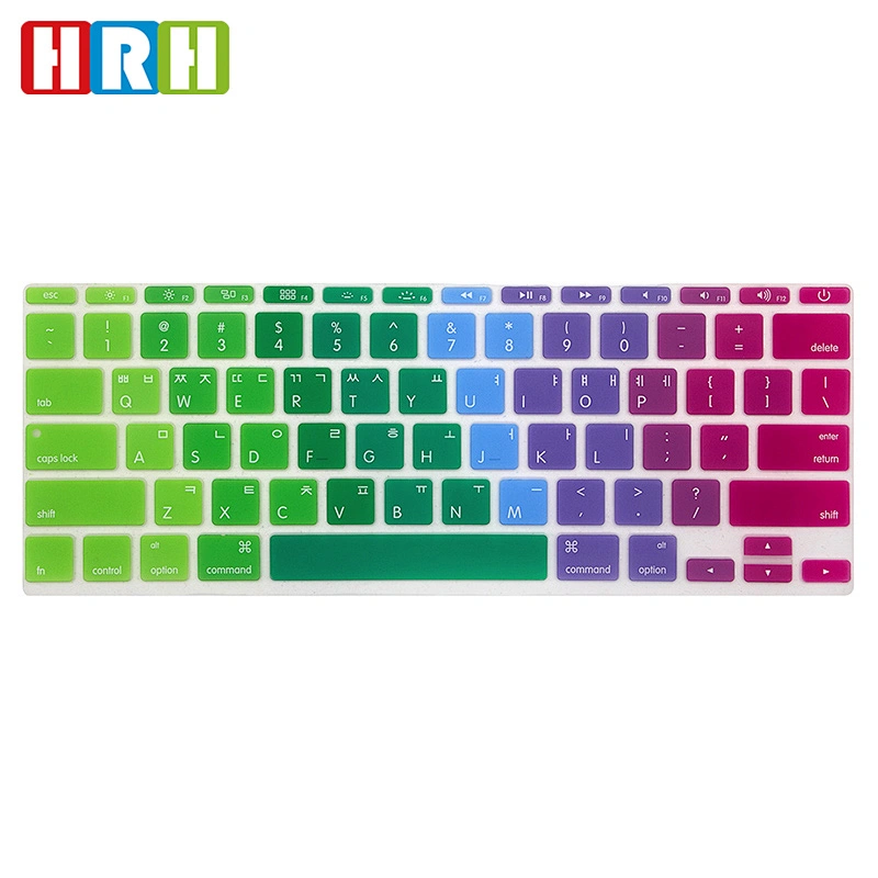 Custom Rainbow silicone keyboard cover korean keyboard protector laptop skin for Mac Book Air 11 English Version