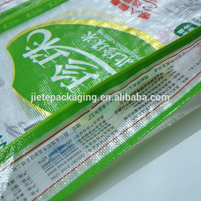 High quality printed with bopp, matt film laminated 50kg 25kg 5kg white transparent pp woven bag for rice packaging