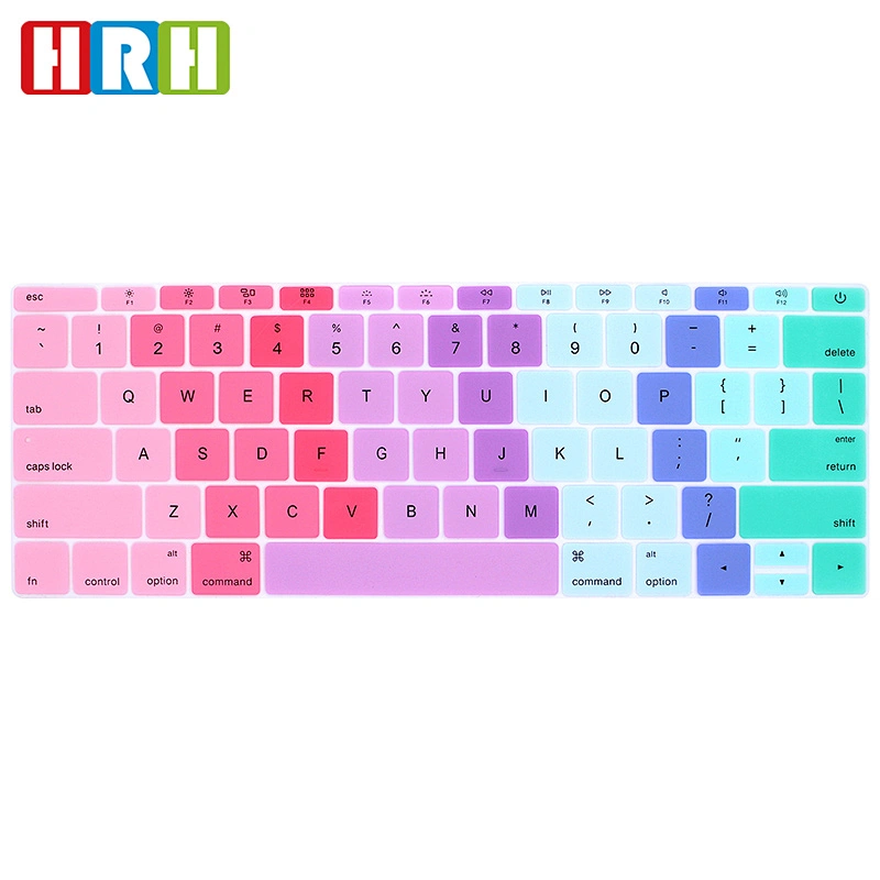 hot sale rainbow custom silicone keyboard cover protector keyboard skins for macbook retina 12 english version