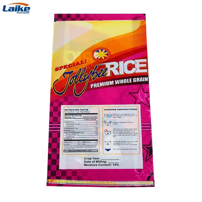 China Factory printing polyethylene rice plastic woven bag of 5kg