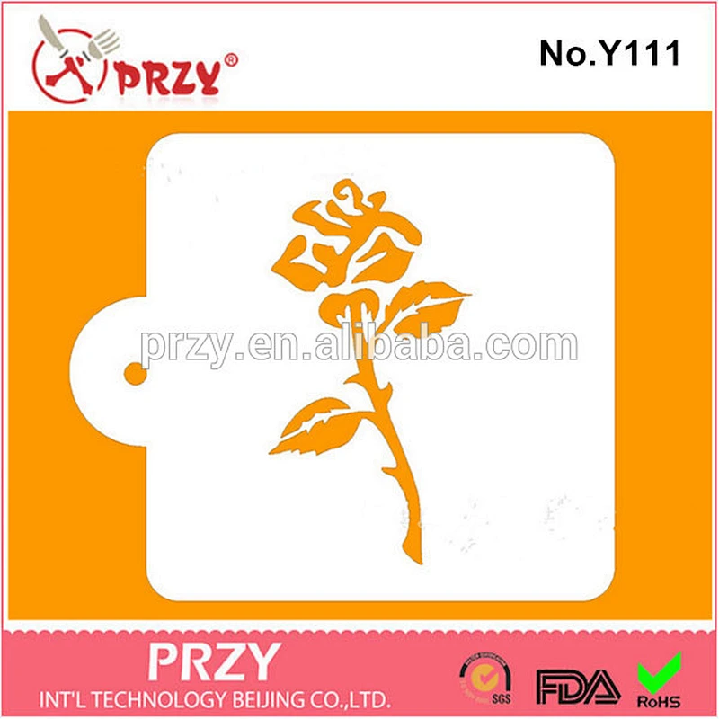 Eco-friendly Y111 square rose flower fondant cake decorating stencil
