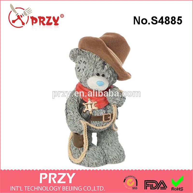 S4885 Silicone Soap Mold Teddy Bear Sheriff 3d Mold Cowboy Flexible Resin Mold