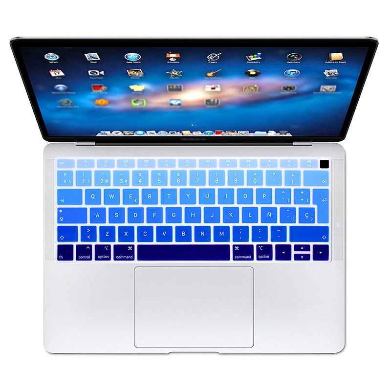 spanish  keyboard cover Rainbow Silicone Keyboard Skin Cover For Macbook Air 13