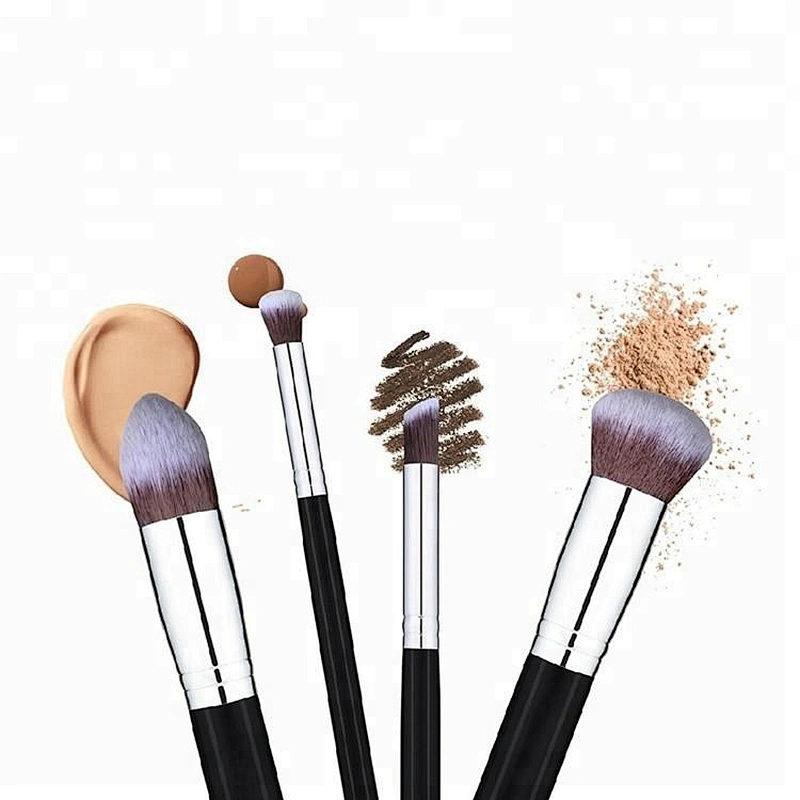China Manufacturer Customized Logo Black 10pcs Makeup Brush Set With Makeup Bag Holder