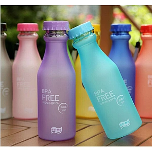 Soda Water Bottle Unbreakable Scrub Water Bottle Portable Creative Plastic Water Cup with Lid and String for Students