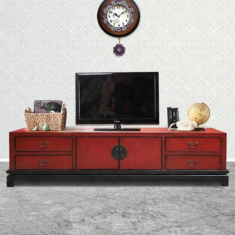 oriental solid wood pine tv console furniture
