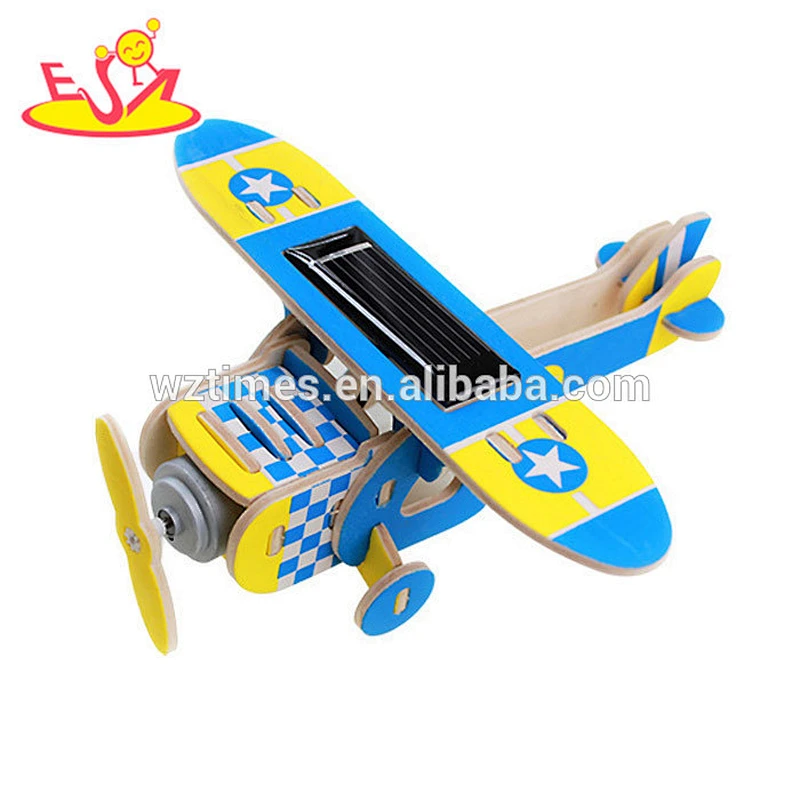 2018 wholesale 3d airplane building toy wooden puzzles for toddlers new design educational wooden puzzles for toddlers W03B071