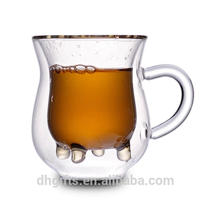 China factory OEM ODM double wall glass cup with shape