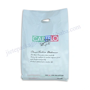 Customized pe plastic packaging bag with logo,D handle for clothes,shoes,shopping,marekt