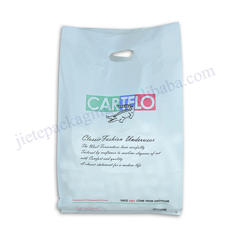 Customized pe plastic packaging bag with logo,D handle for clothes,shoes,shopping,marekt