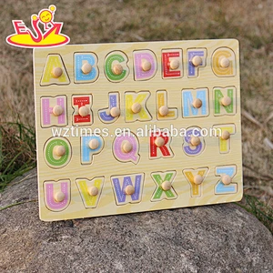 2018 top sale kids wooden alphabet puzzle educational alphabet puzzle W14M101