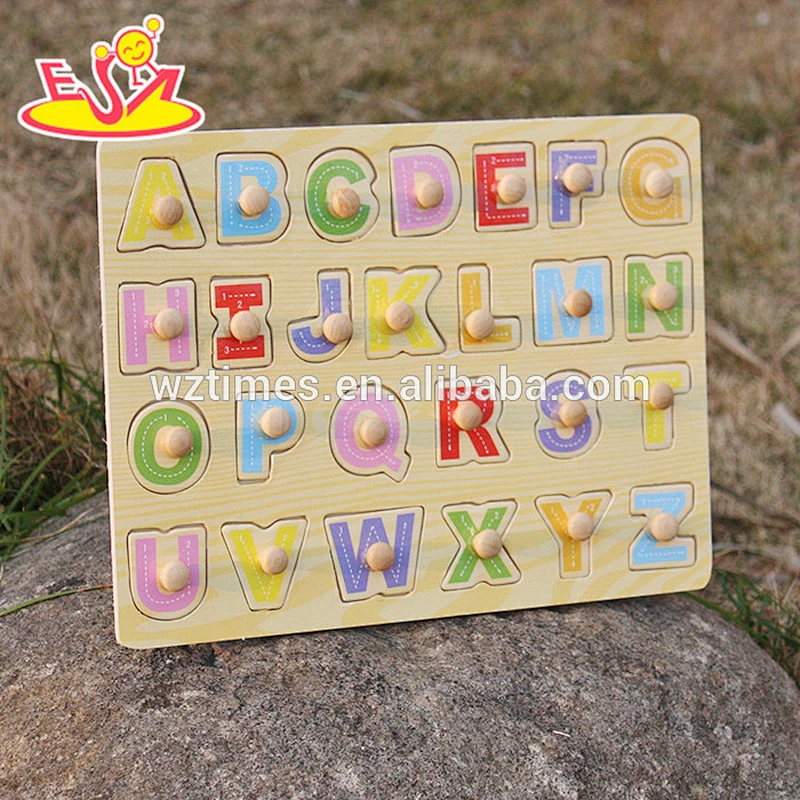 2018 top sale kids wooden alphabet puzzle educational alphabet puzzle W14M101