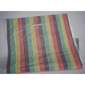 Hot sale customized beautiful rainbow plastic pp woven packaging bag with D handle