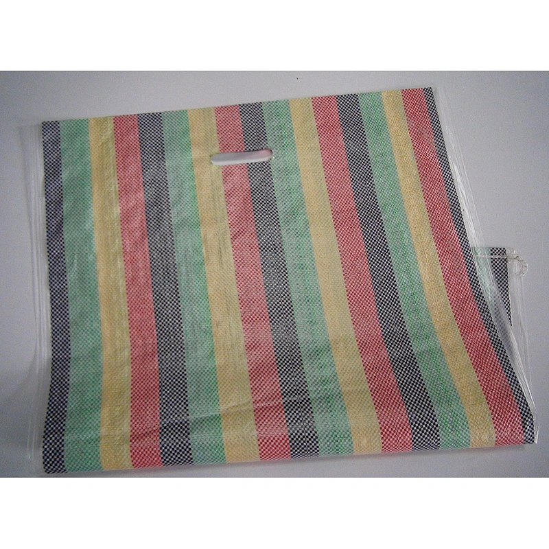 Hot sale customized beautiful rainbow plastic pp woven packaging bag with D handle