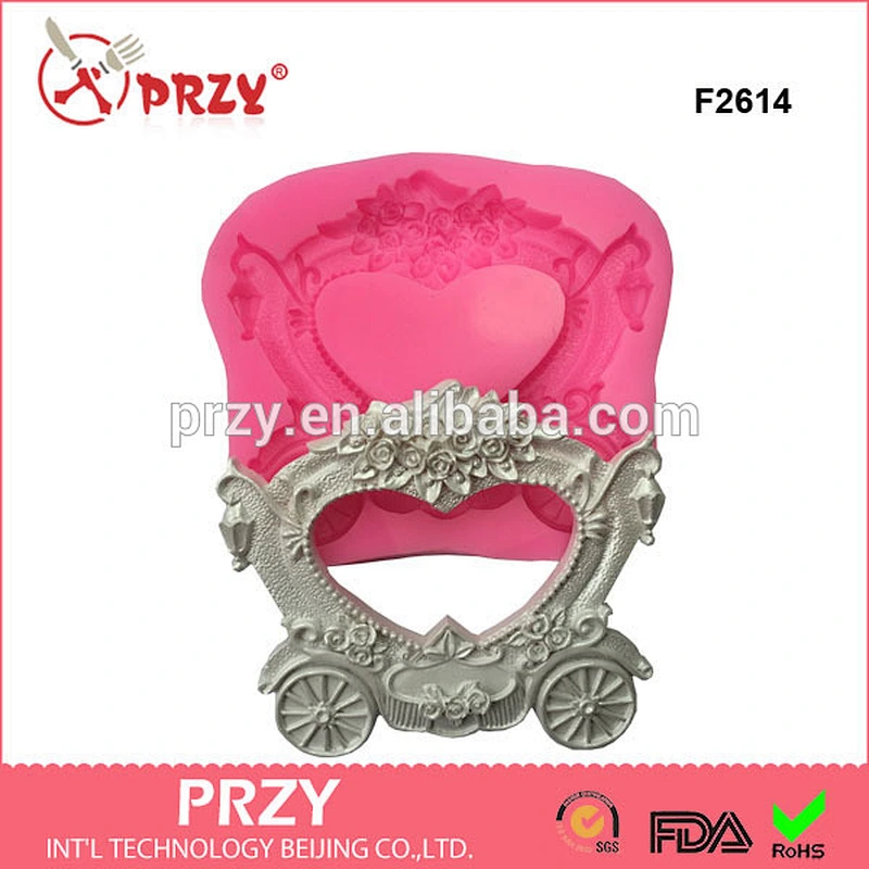 F2614 Bridal carriage frame The baby photo frame Creative wedding cake decoration sugar silicone mold