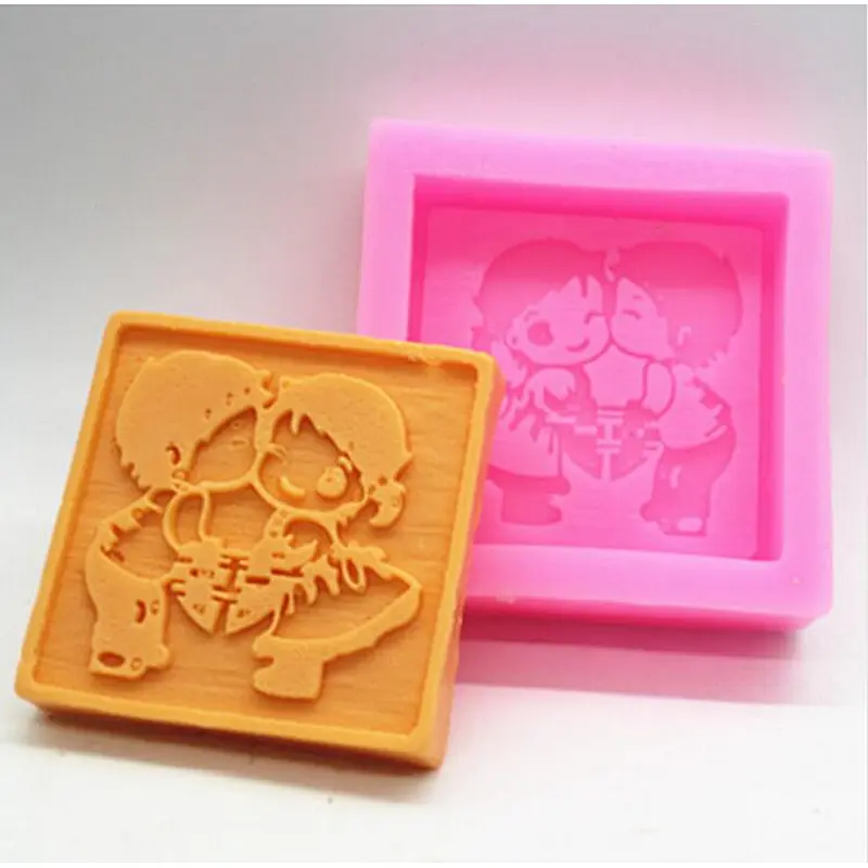 silicone mold couple double happiness Soap molds handmade wedding soap making molds