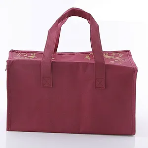 Custom wholesale brown insulated non woven bag with zipper