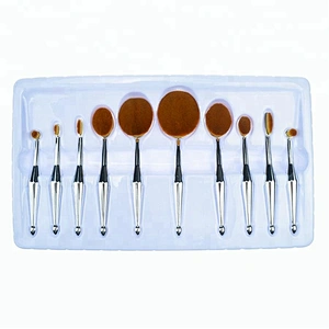 10 pc oval cosmetic makeup brush set