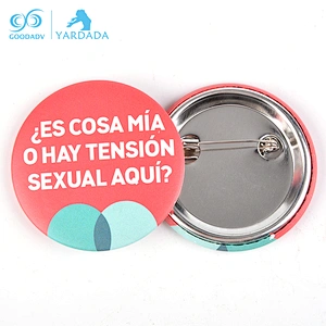 Gloss lamination custom company letter logo tinplate pin badge