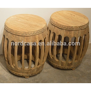 Furniture supplier design furniture chinese stool wooden drum stool old pine made chinese drum natural stool