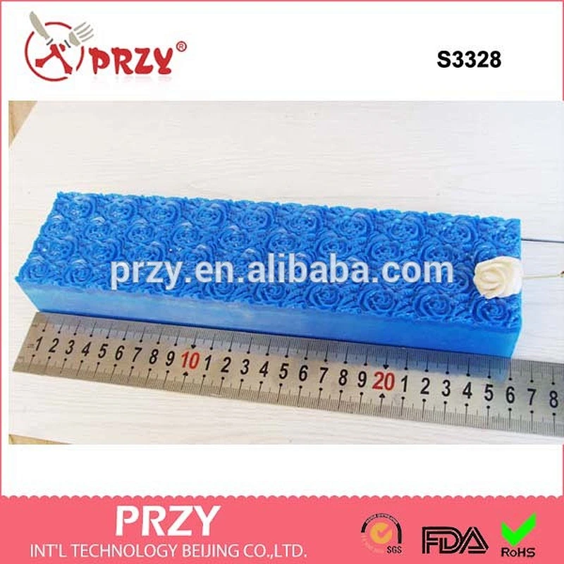 S3328 PRZY rose toast handmade soap mold rose flower rectangle handmade loaf mold for sell