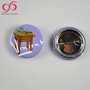 Advertising gifts badge safety pin pvc plastic button badge with metal safety pin