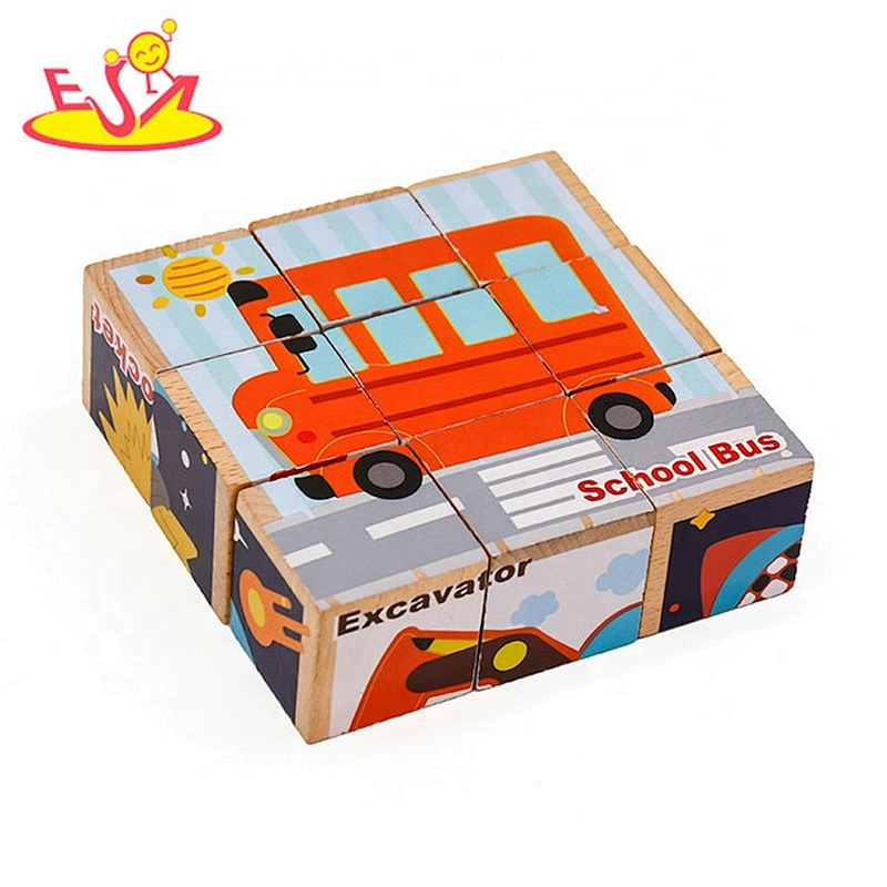 2019 New design children educational wooden cube puzzle with customize W14F059