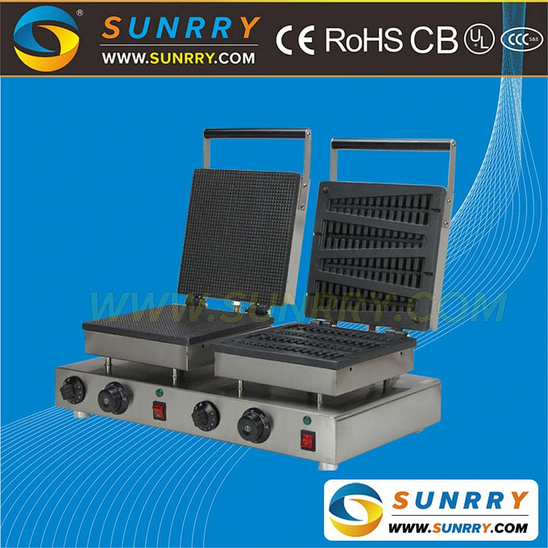 Industrial automatic cast iron square and lolly stick holder maker waffle making machine