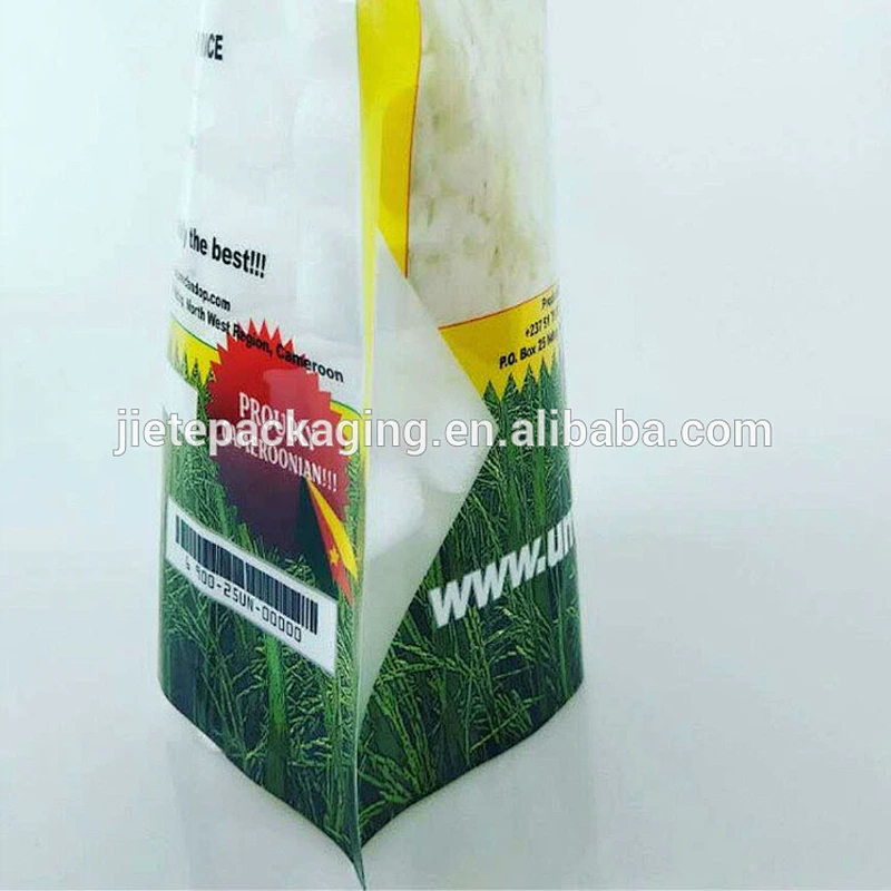 custom PE plastic rice bag with colorful printing handle pouch 1kg 2kg 5kg