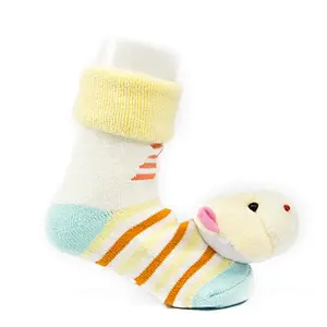 Autumn Winter wholesale kids manufacturers Newborn non slip floor lovely cartoon cat bear coral velvet Baby shoe Socks
