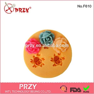 Mini three-hole silicone fondant cake decoration mold clay mold resin flower candy chocolate molds