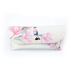 Women's Big-sized PU Leather Flower Sunglasses Case