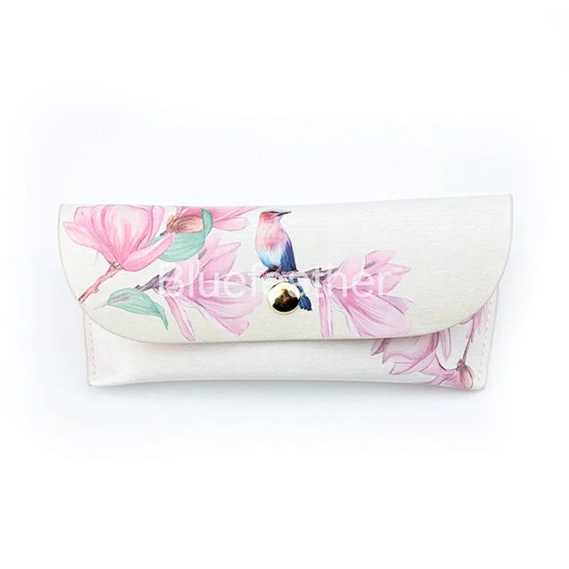 Women's Big-sized PU Leather Flower Sunglasses Case