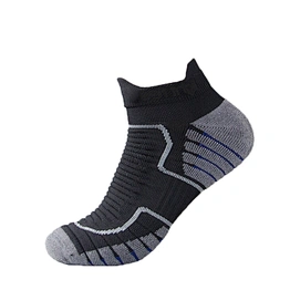 Men's Unisex Black Compression Half Terry Thick Soft Bottom Running Sneaker Ankle Sports Athletic Socks