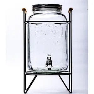 Yorkshire 1gallon 2 gallon 4L 5L 8L glass mason jar water beverage dispenser with stand and tap