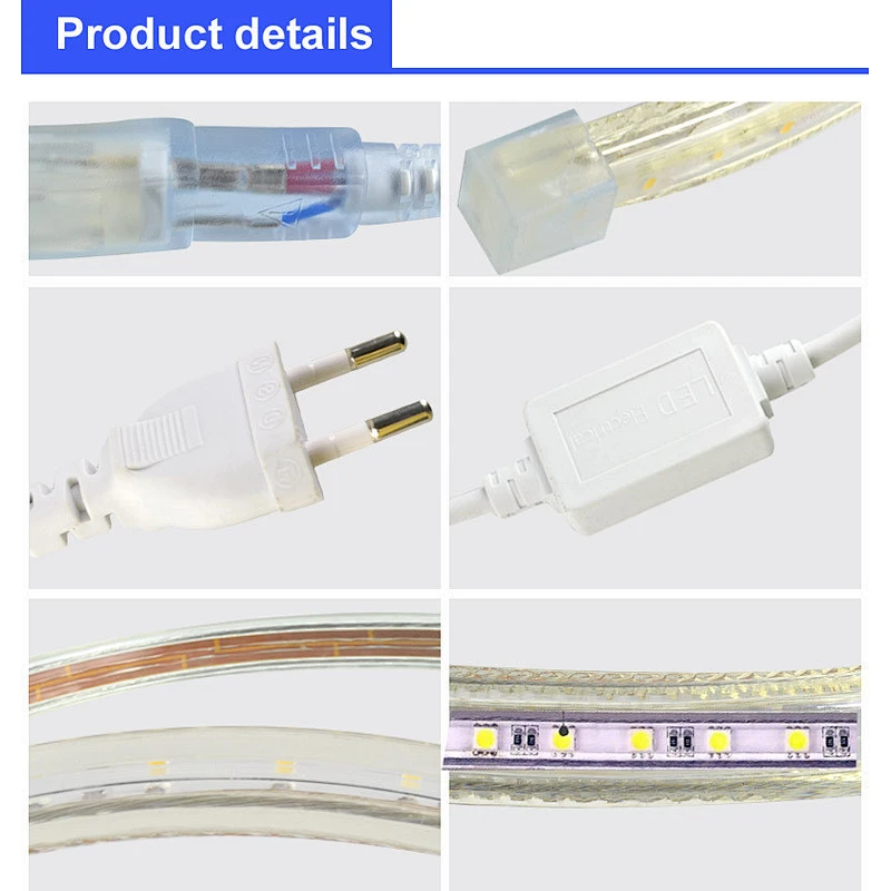 RGBW RGB 4000K Orange Double row Flat round rope light IP67 Waterproof 110V 220V led strip light