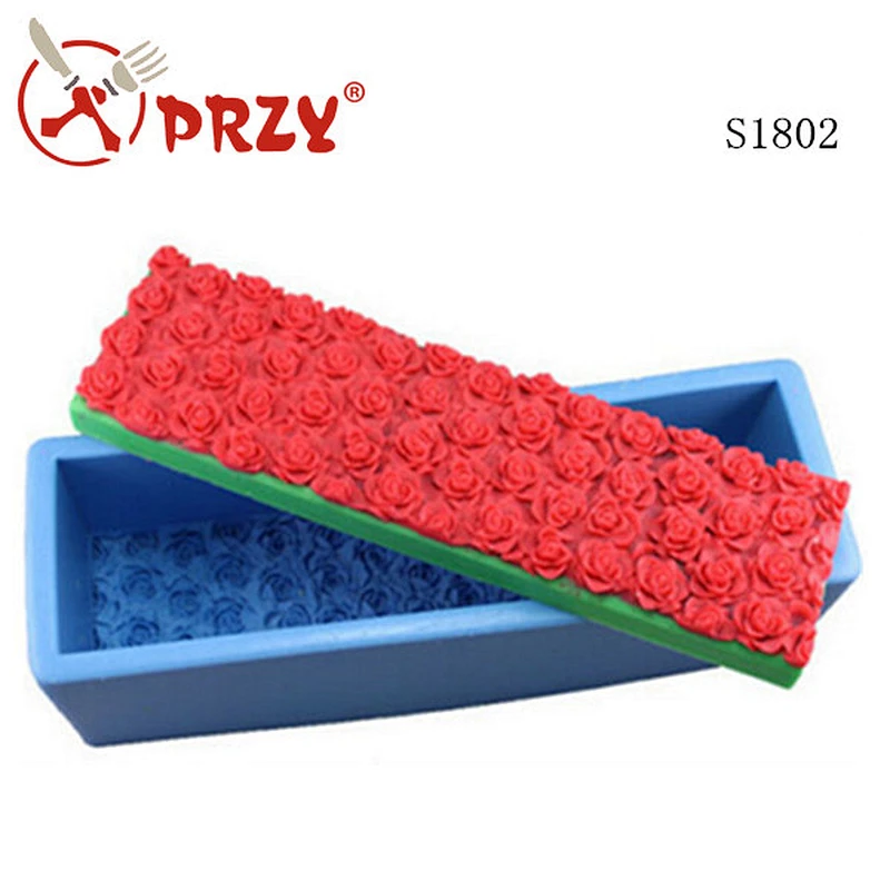S1802 PRZY new wholesale rose loaf handmade silicone soap mold