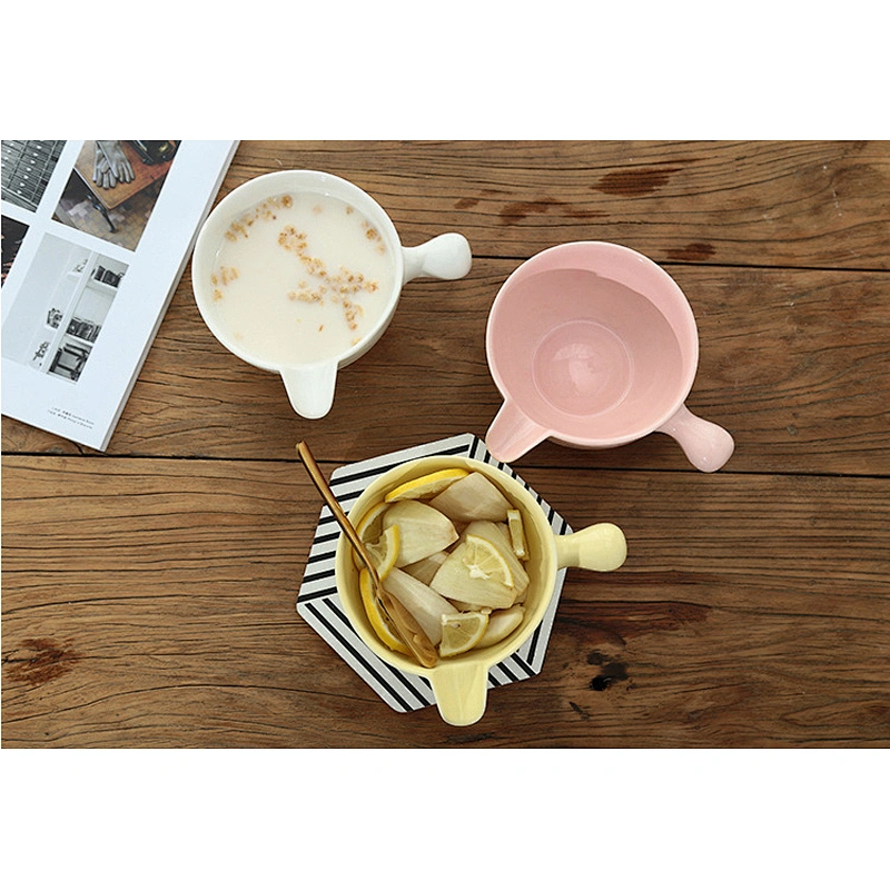 Lovely Korean style glazed bowls vegetable salad bowls with household handles