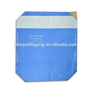 25kg blue kraft paper block bottom valve bag for packing putty, mortar, glue, cement